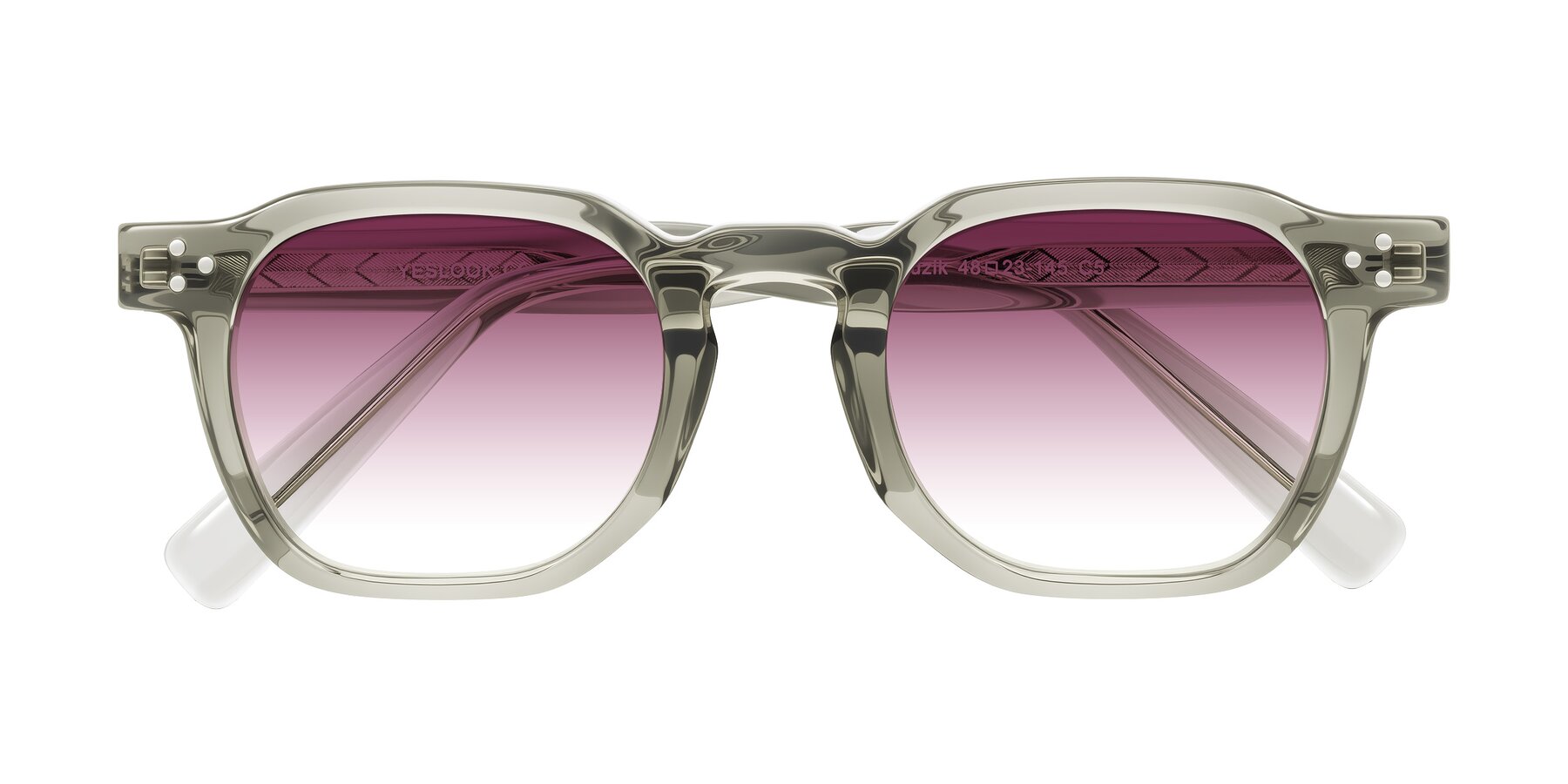 Folded Front of Muzik in Light Gray to Charcoal Shift with Wine Gradient Lenses