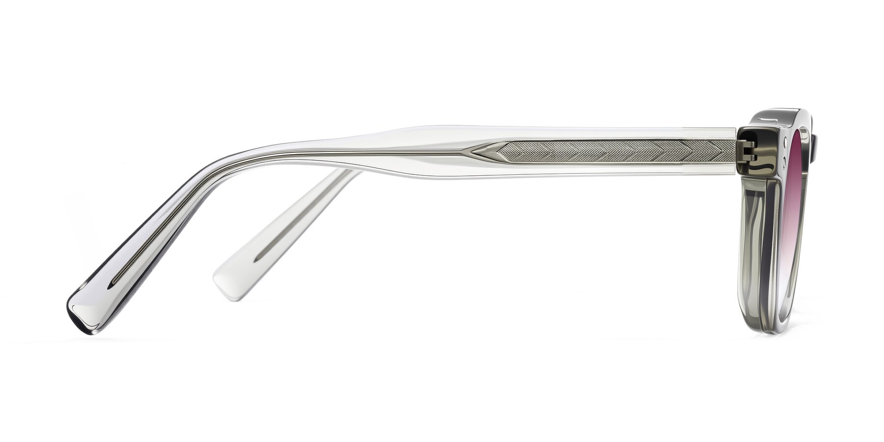 Side of Muzik in Light Gray to Charcoal Shift with Wine Gradient Lenses