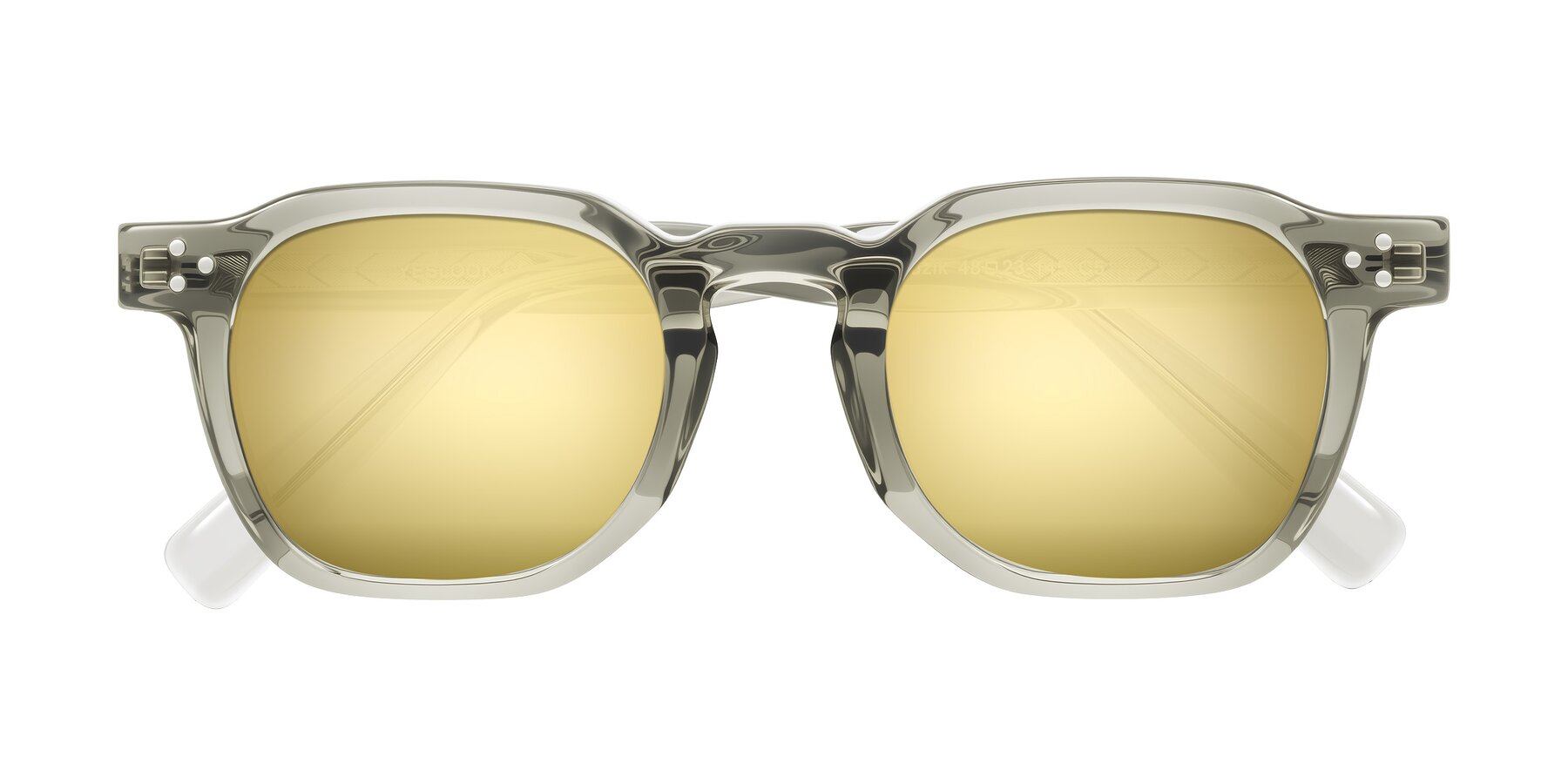 Folded Front of Muzik in Light Gray to Charcoal Shift with Gold Mirrored Lenses
