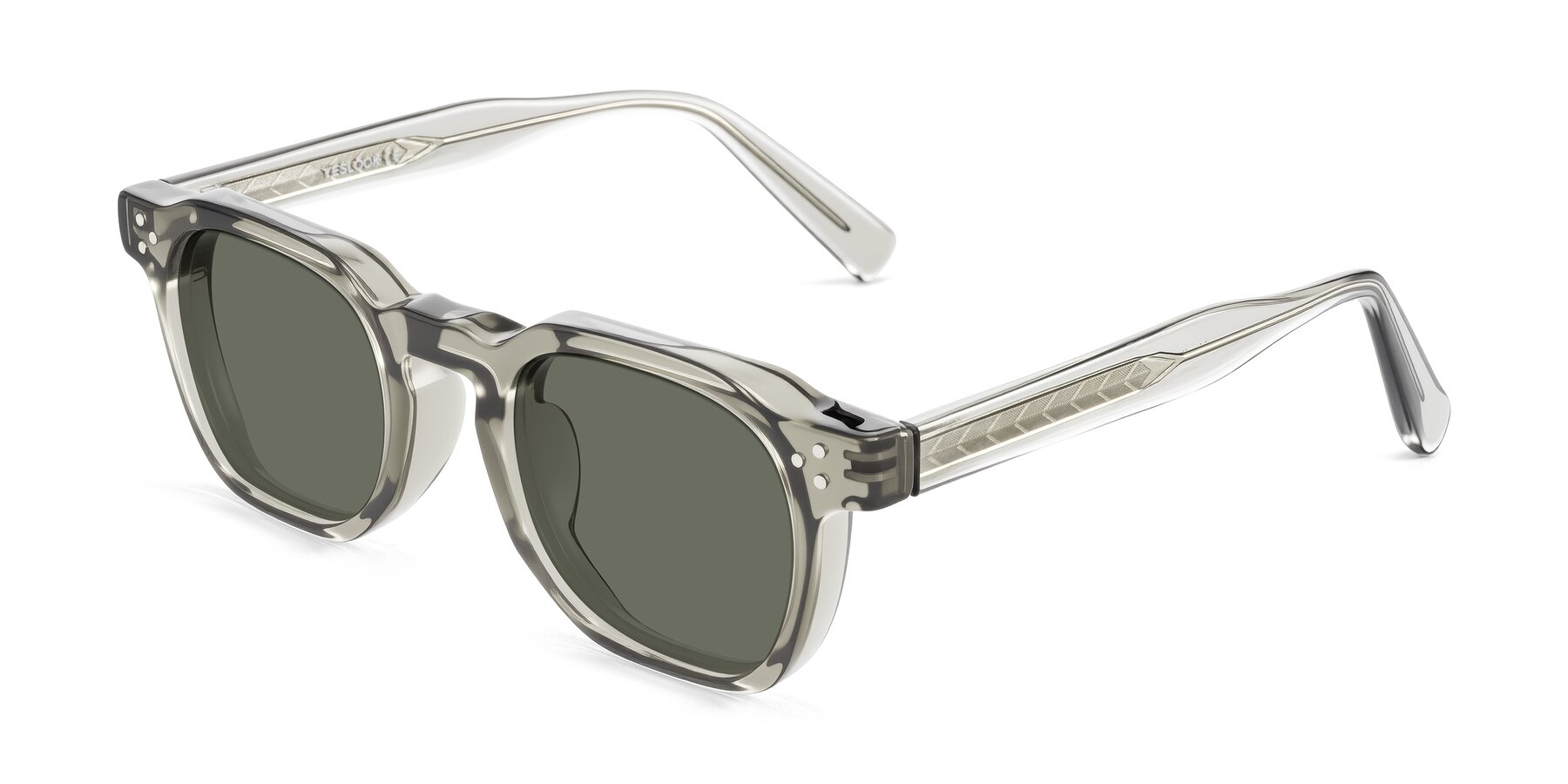 Angle of Muzik in Light Gray to Charcoal Shift with Gray Polarized Lenses