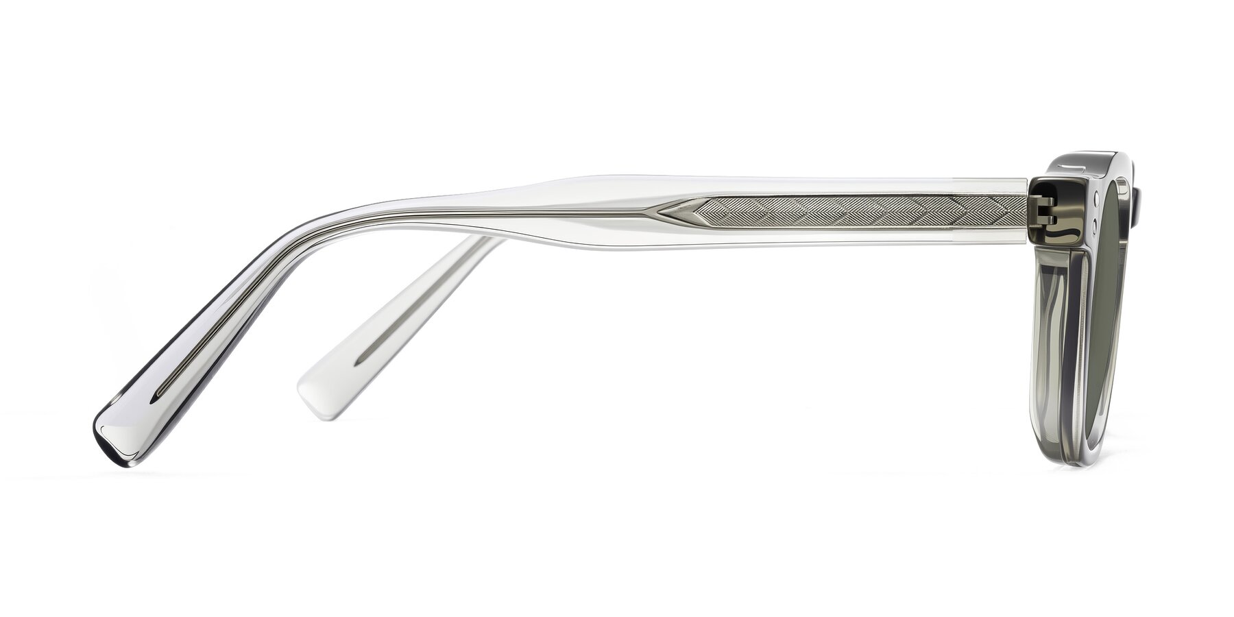 Side of Muzik in Light Gray to Charcoal Shift with Gray Polarized Lenses