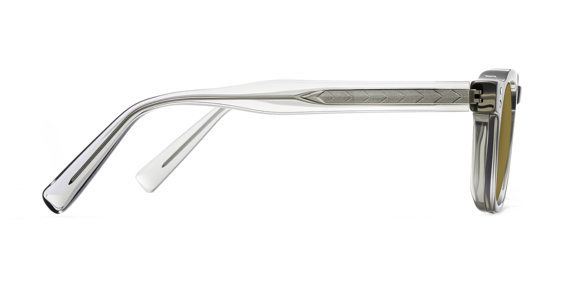 Side of Muzik in Light Gray to Charcoal Shift with Brown Polarized Lenses