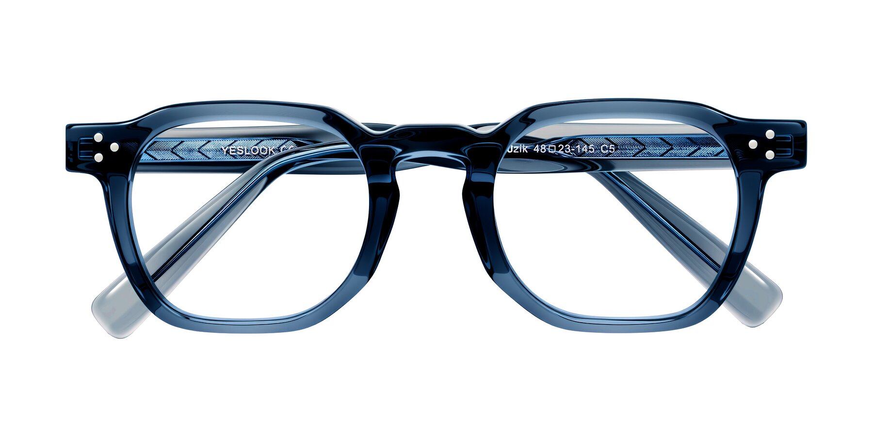 Folded Front of Muzik in Light Gray to Charcoal Shift with Clear Reading Eyeglass Lenses