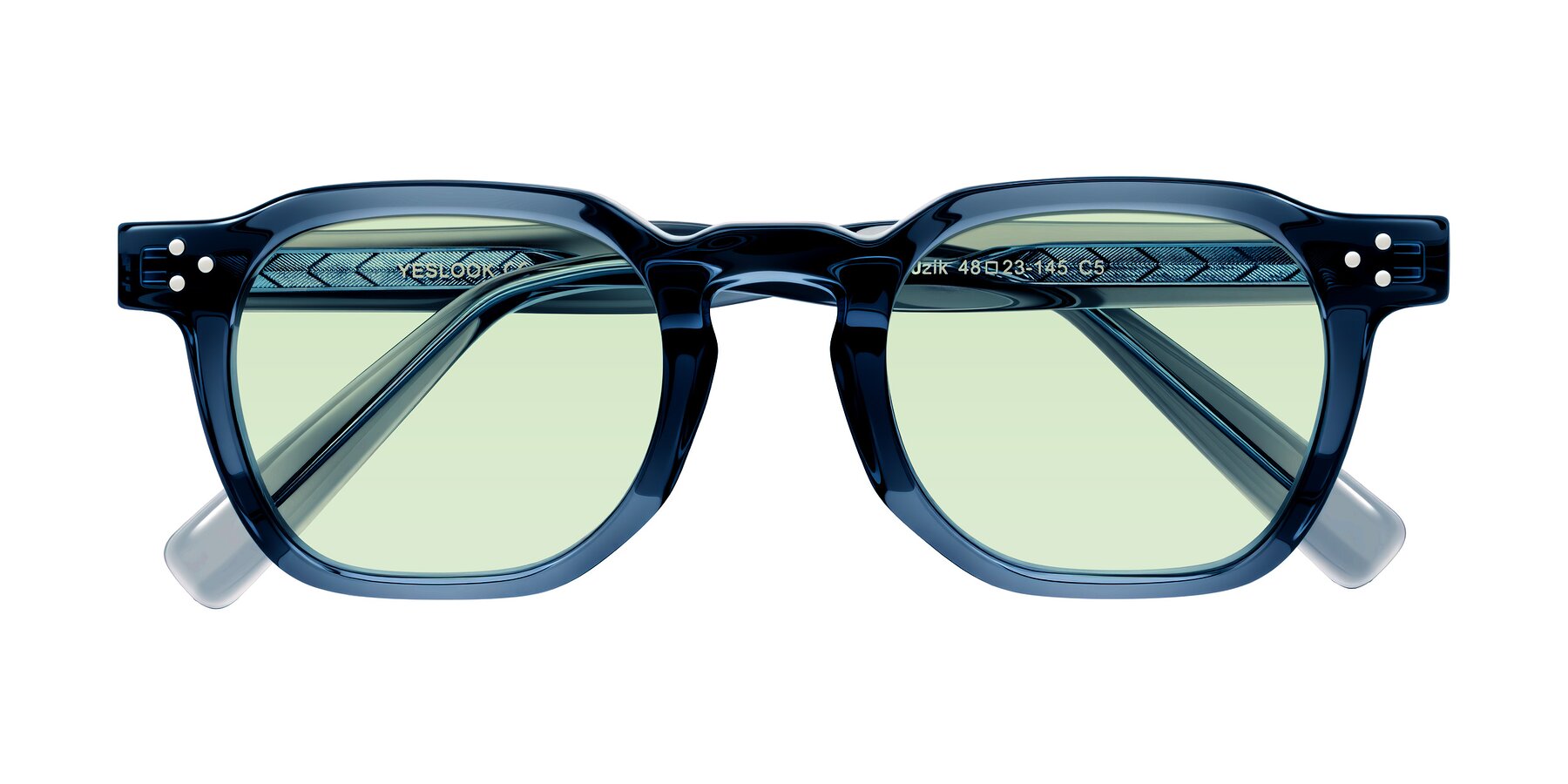 Folded Front of Muzik in Light Gray to Charcoal Shift with Light Green Tinted Lenses