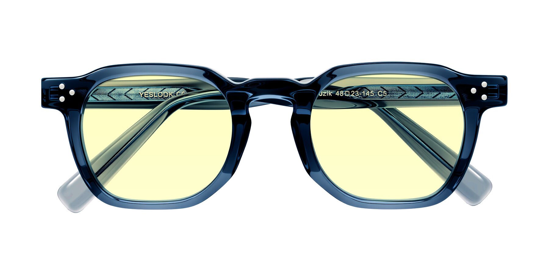 Folded Front of Muzik in Light Gray to Charcoal Shift with Light Yellow Tinted Lenses