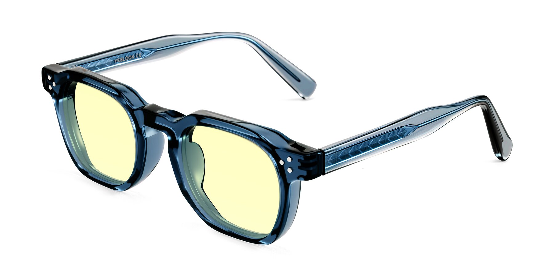Angle of Muzik in Light Gray to Charcoal Shift with Light Yellow Tinted Lenses