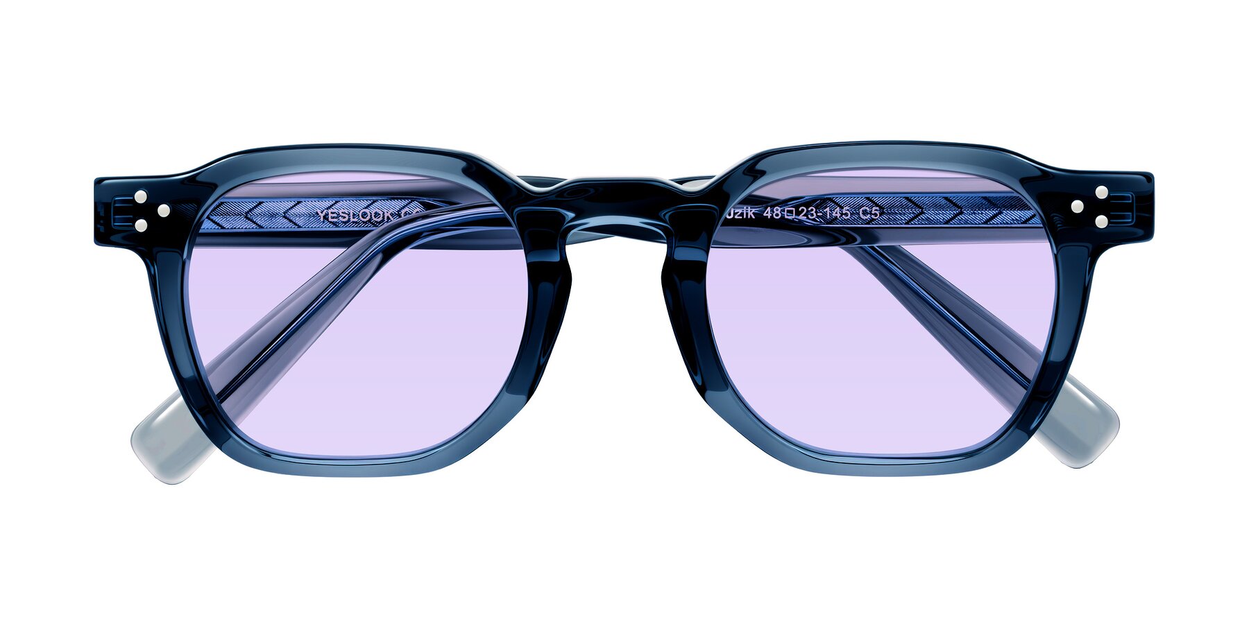 Folded Front of Muzik in Light Gray to Charcoal Shift with Light Purple Tinted Lenses