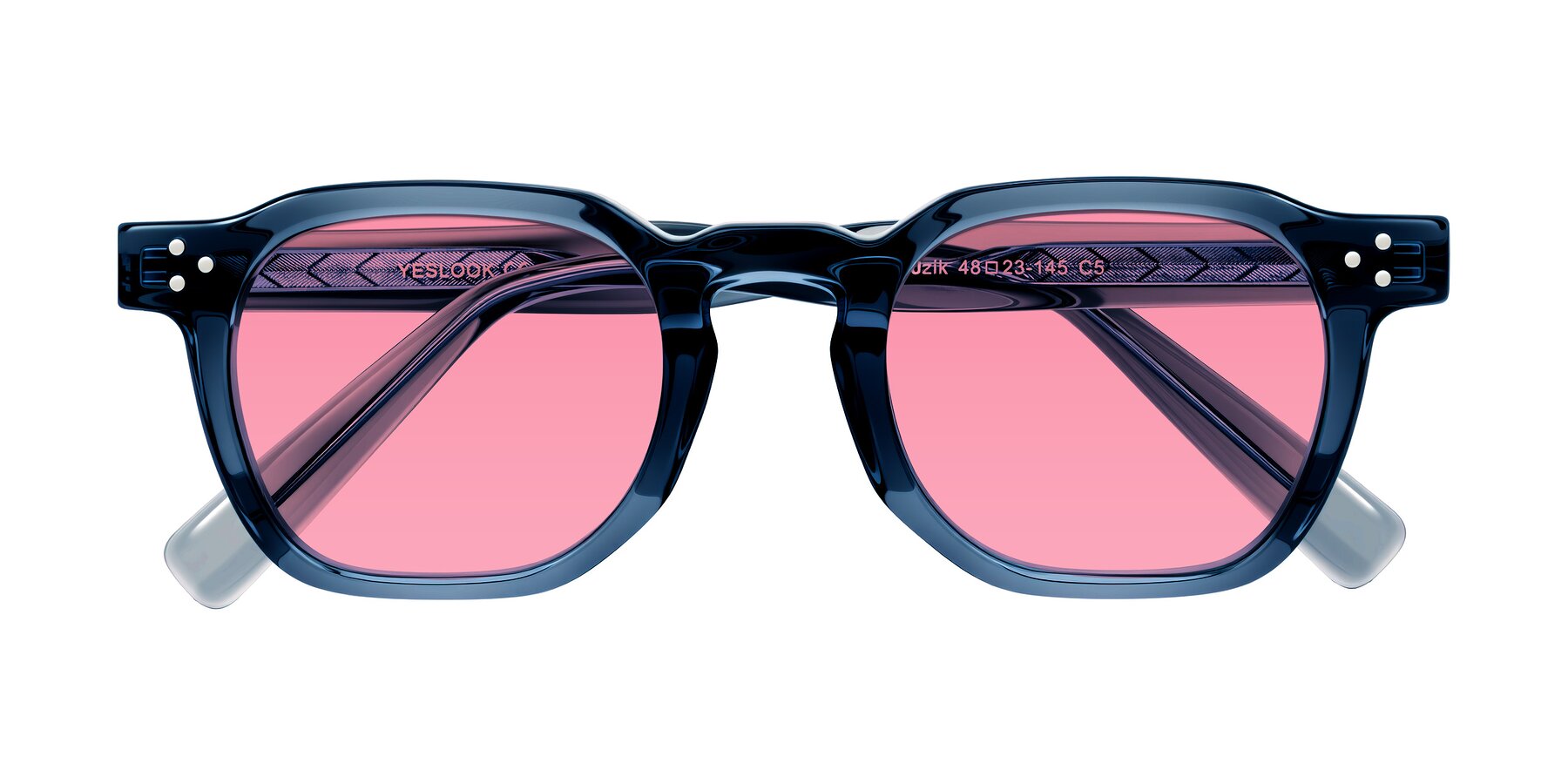 Folded Front of Muzik in Light Gray to Charcoal Shift with Pink Tinted Lenses