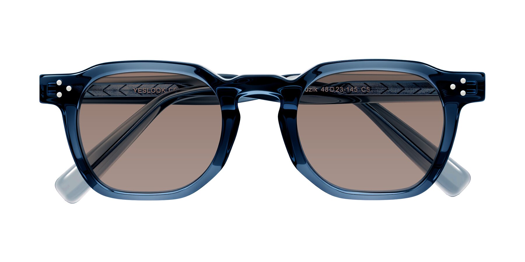 Folded Front of Muzik in Light Gray to Charcoal Shift with Medium Brown Tinted Lenses