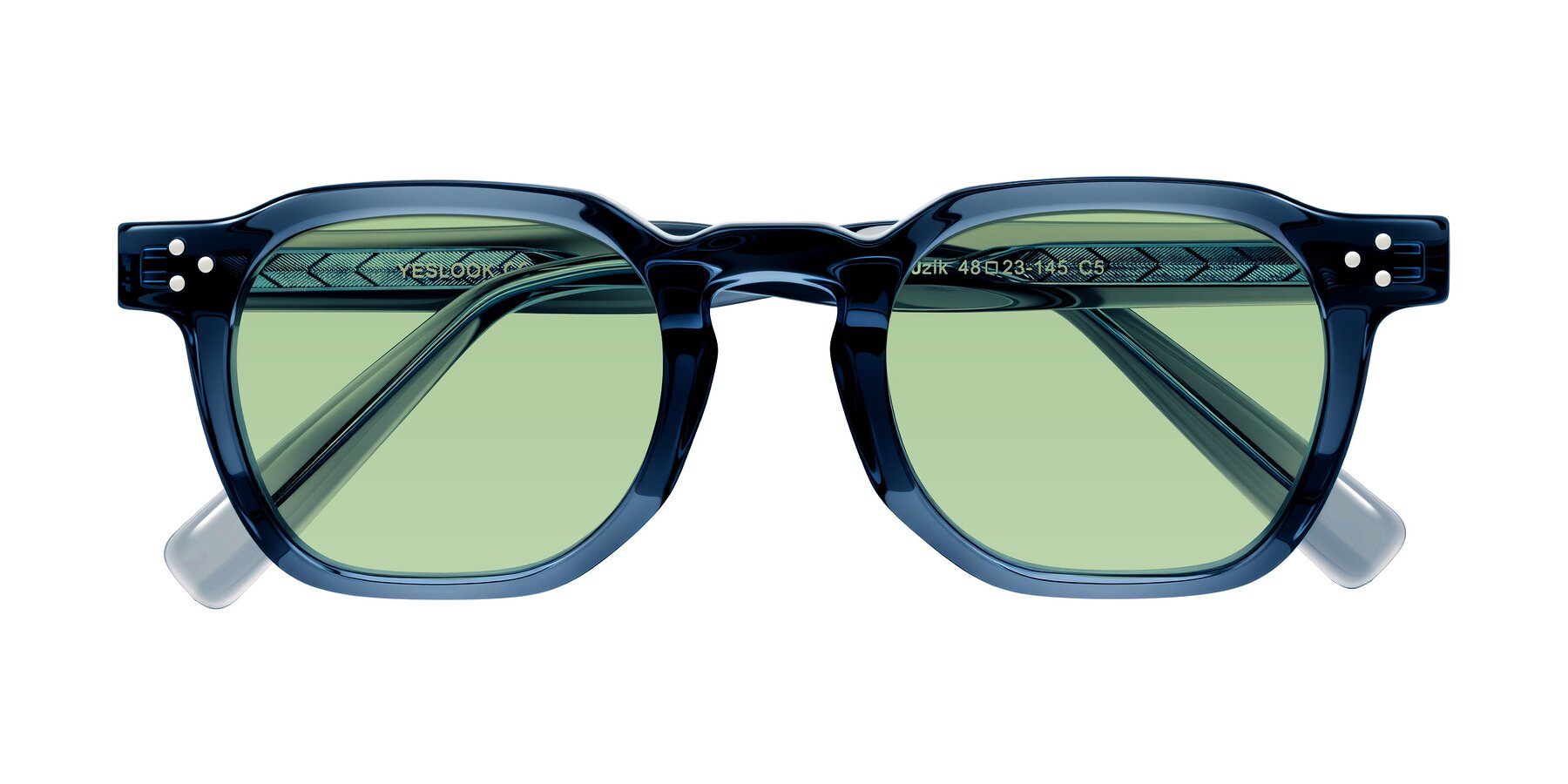 Folded Front of Muzik in Light Gray to Charcoal Shift with Medium Green Tinted Lenses