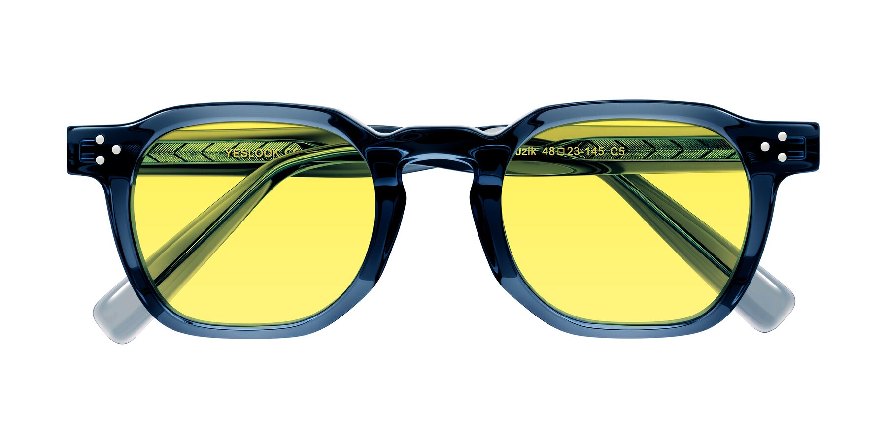 Folded Front of Muzik in Light Gray to Charcoal Shift with Medium Yellow Tinted Lenses