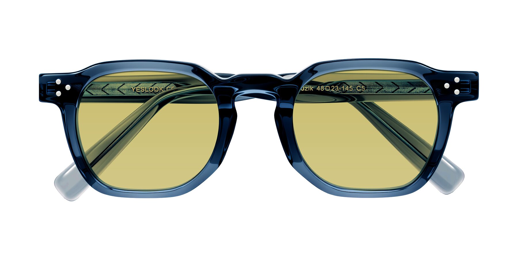 Folded Front of Muzik in Light Gray to Charcoal Shift with Medium Champagne Tinted Lenses