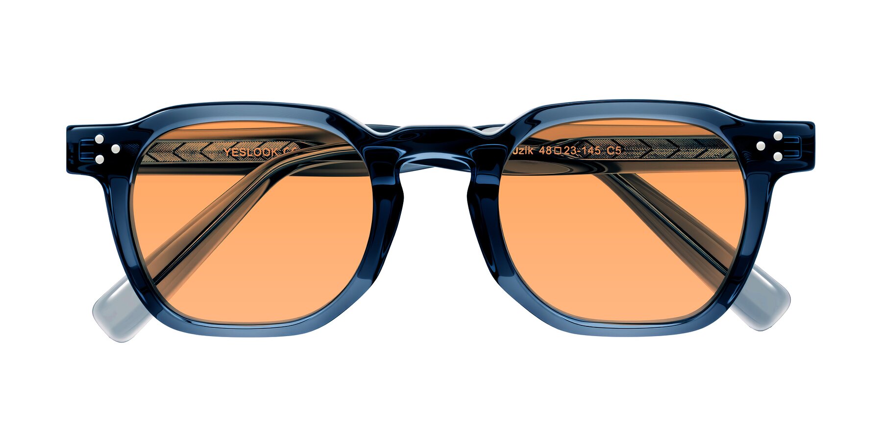 Folded Front of Muzik in Light Gray to Charcoal Shift with Medium Orange Tinted Lenses