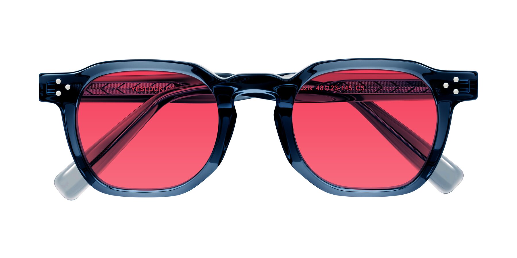 Folded Front of Muzik in Light Gray to Charcoal Shift with Red Tinted Lenses