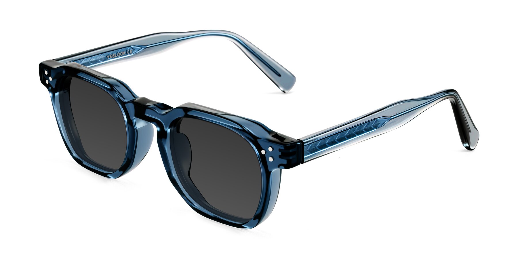 Angle of Muzik in Light Gray to Charcoal Shift with Gray Tinted Lenses