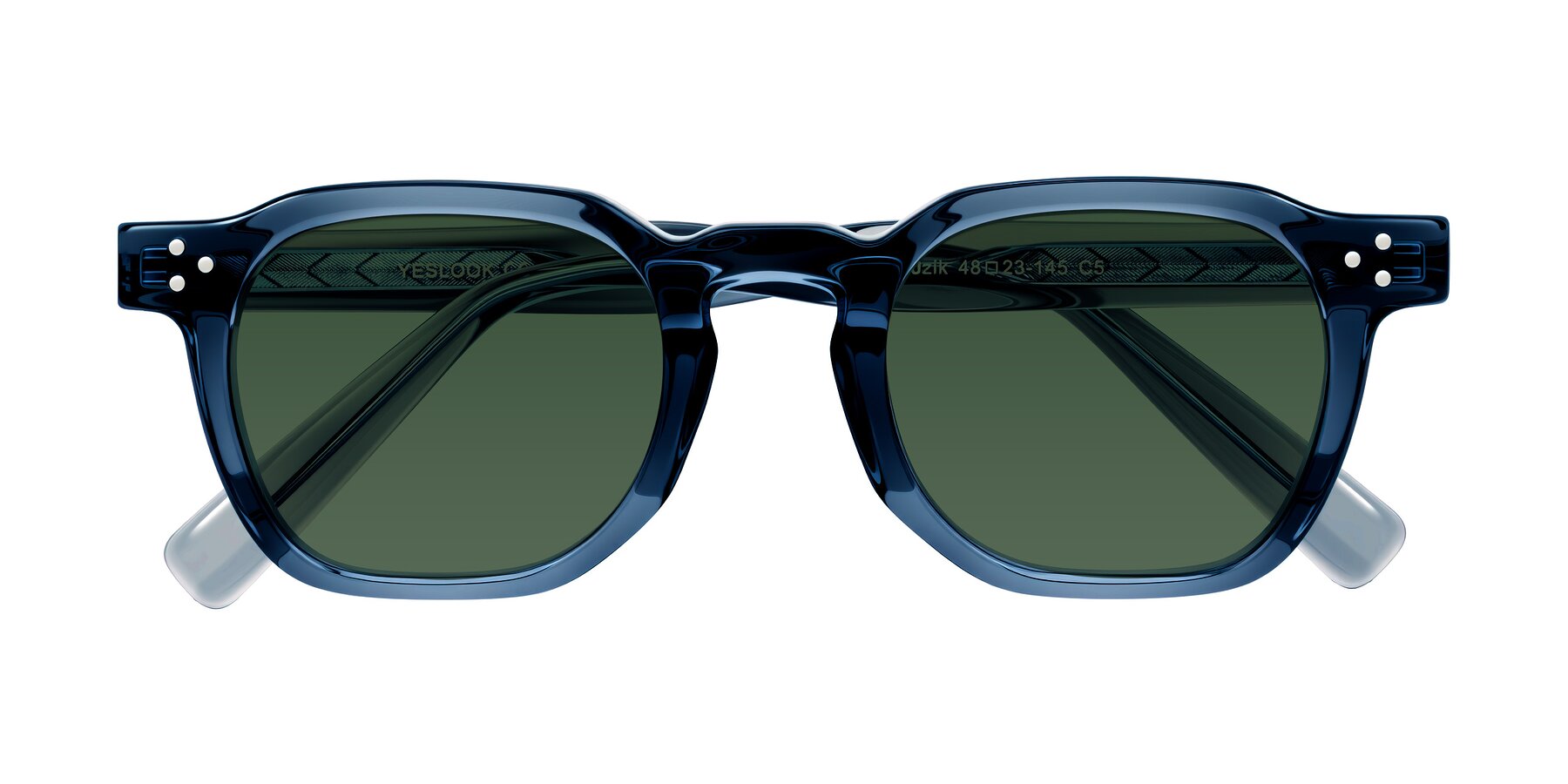 Folded Front of Muzik in Light Gray to Charcoal Shift with Green Tinted Lenses