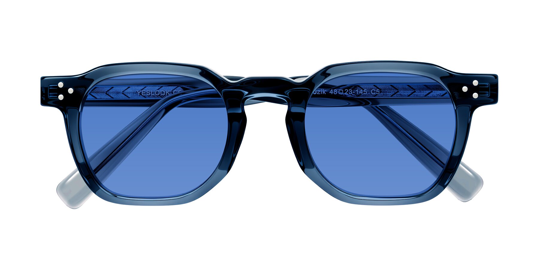Folded Front of Muzik in Light Gray to Charcoal Shift with Blue Tinted Lenses