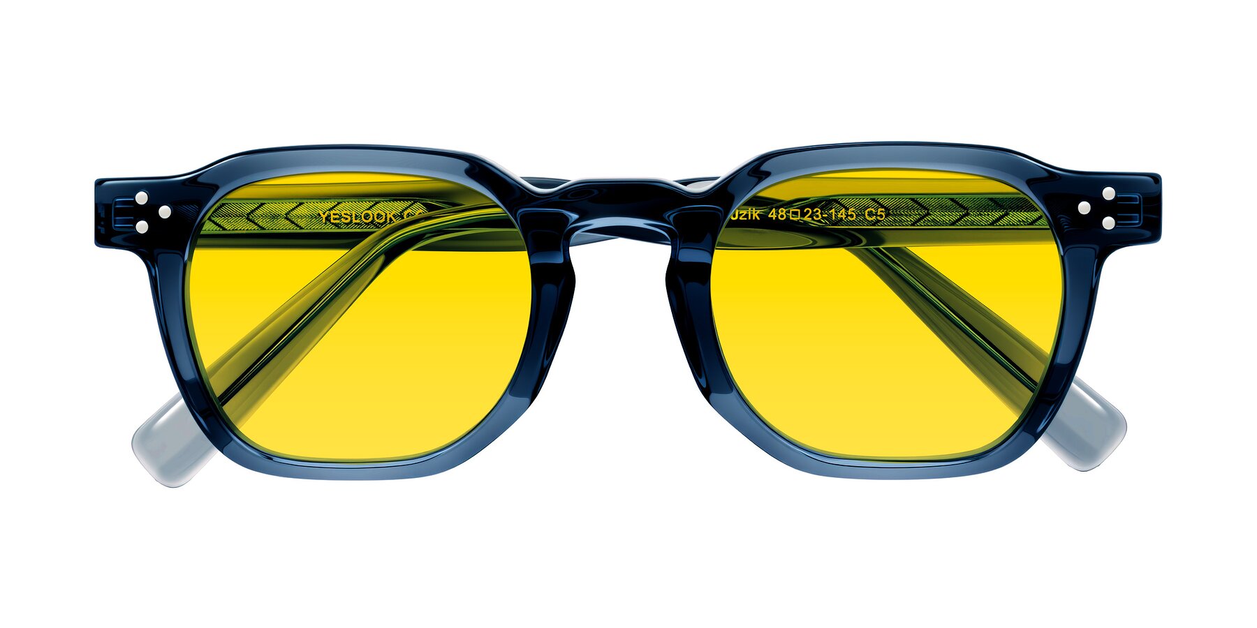 Folded Front of Muzik in Light Gray to Charcoal Shift with Yellow Tinted Lenses