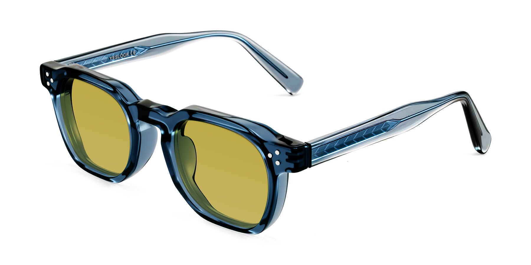 Angle of Muzik in Light Gray to Charcoal Shift with Champagne Tinted Lenses