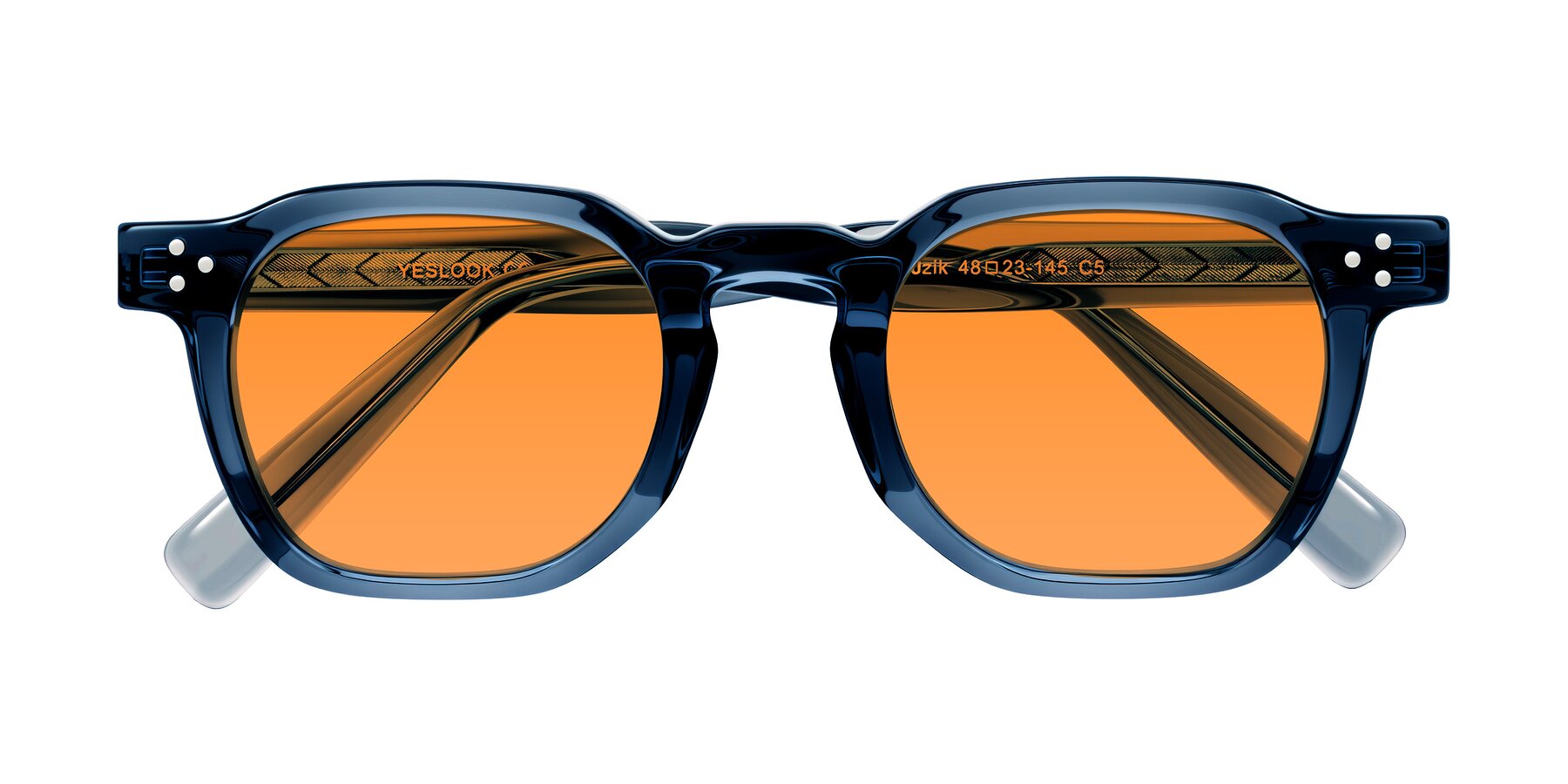 Folded Front of Muzik in Light Gray to Charcoal Shift with Orange Tinted Lenses