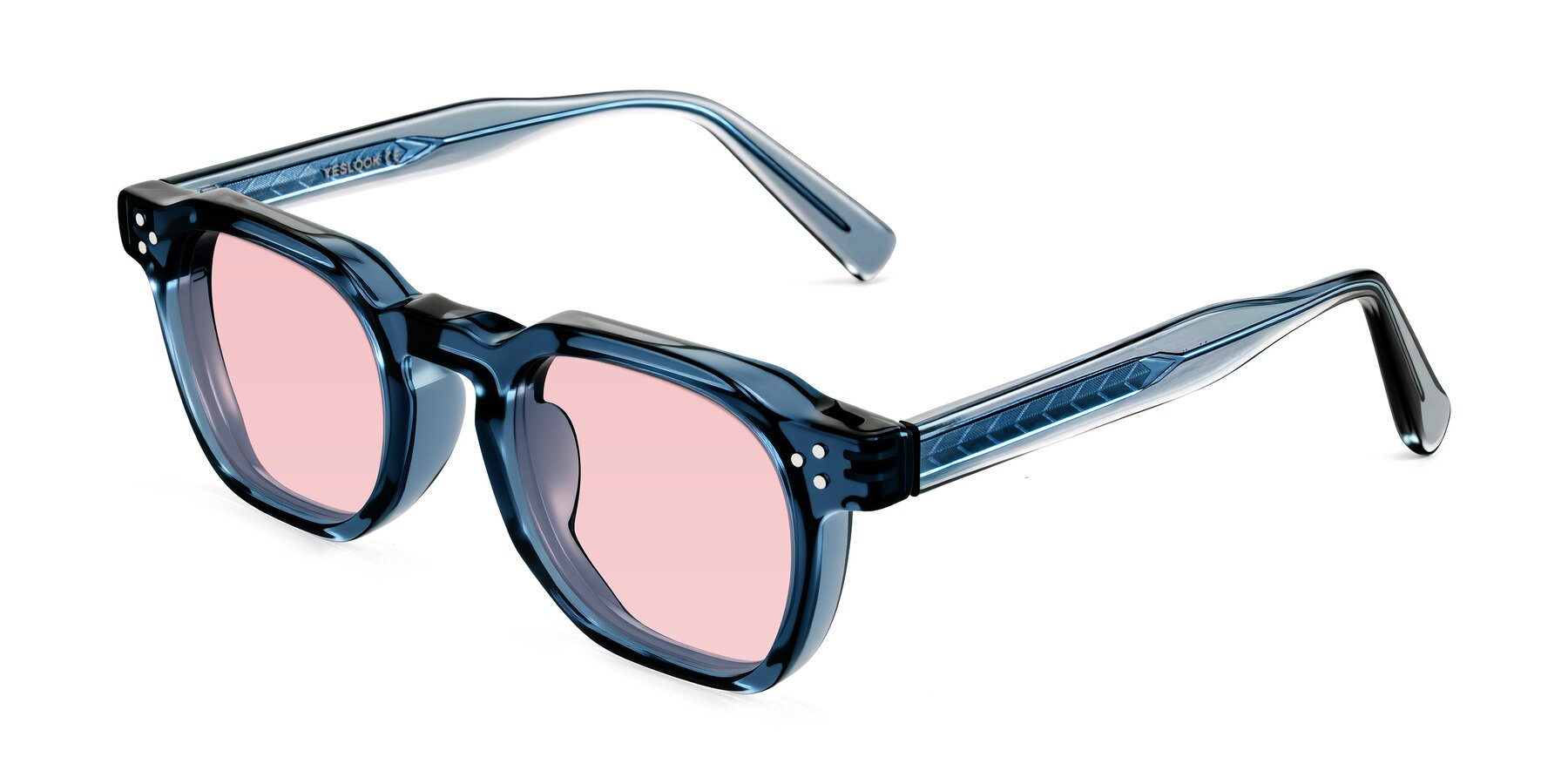 Angle of Muzik in Light Gray to Charcoal Shift with Light Garnet Tinted Lenses