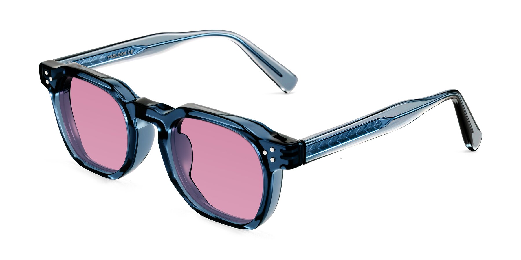 Angle of Muzik in Light Gray to Charcoal Shift with Medium Wine Tinted Lenses