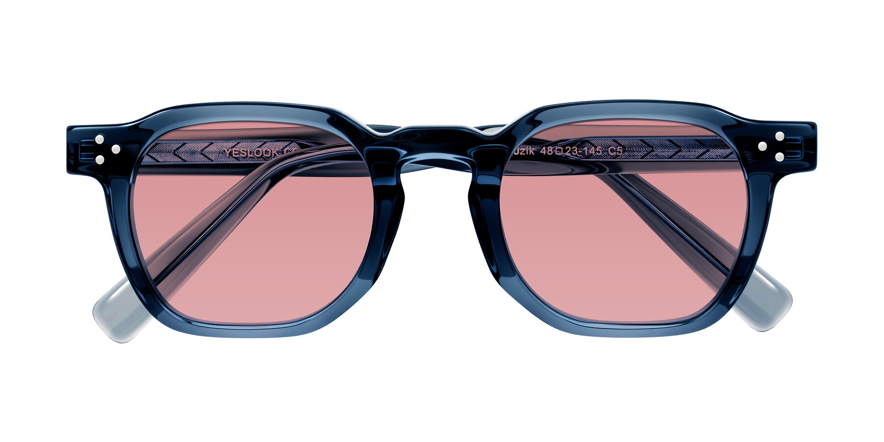 Folded Front of Muzik in Light Gray to Charcoal Shift with Medium Garnet Tinted Lenses