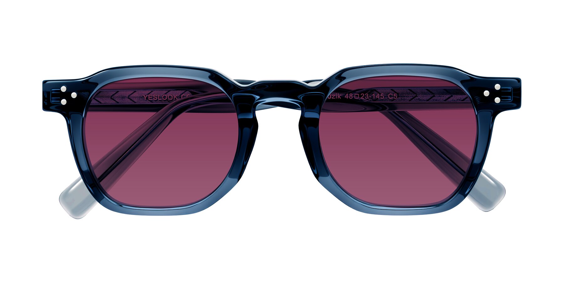 Folded Front of Muzik in Light Gray to Charcoal Shift with Wine Tinted Lenses