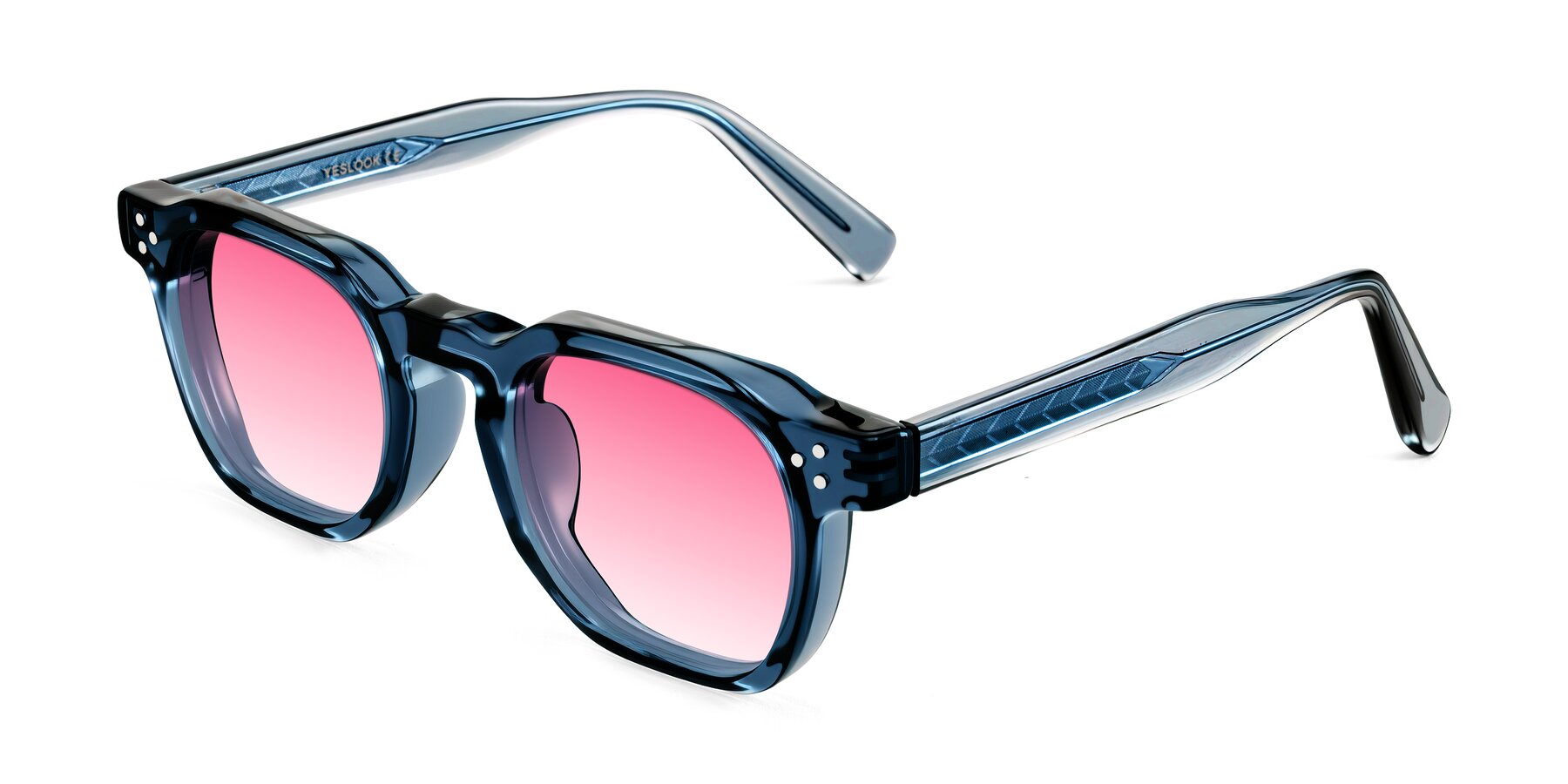 Angle of Muzik in Light Gray to Charcoal Shift with Pink Gradient Lenses