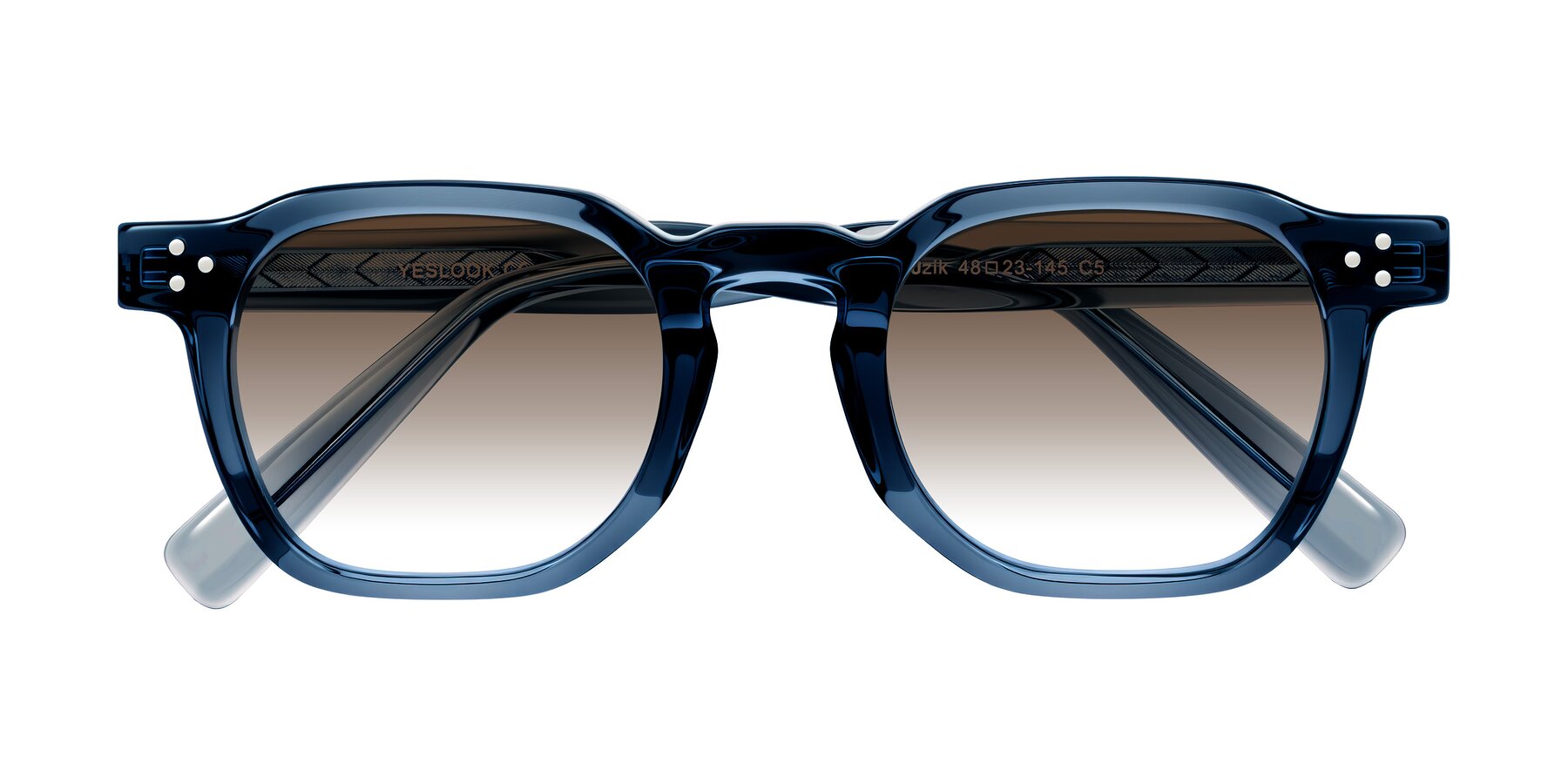 Folded Front of Muzik in Light Gray to Charcoal Shift with Brown Gradient Lenses
