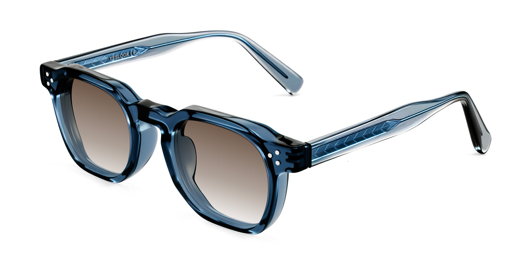 Angle of Muzik in Light Gray to Charcoal Shift with Brown Gradient Lenses
