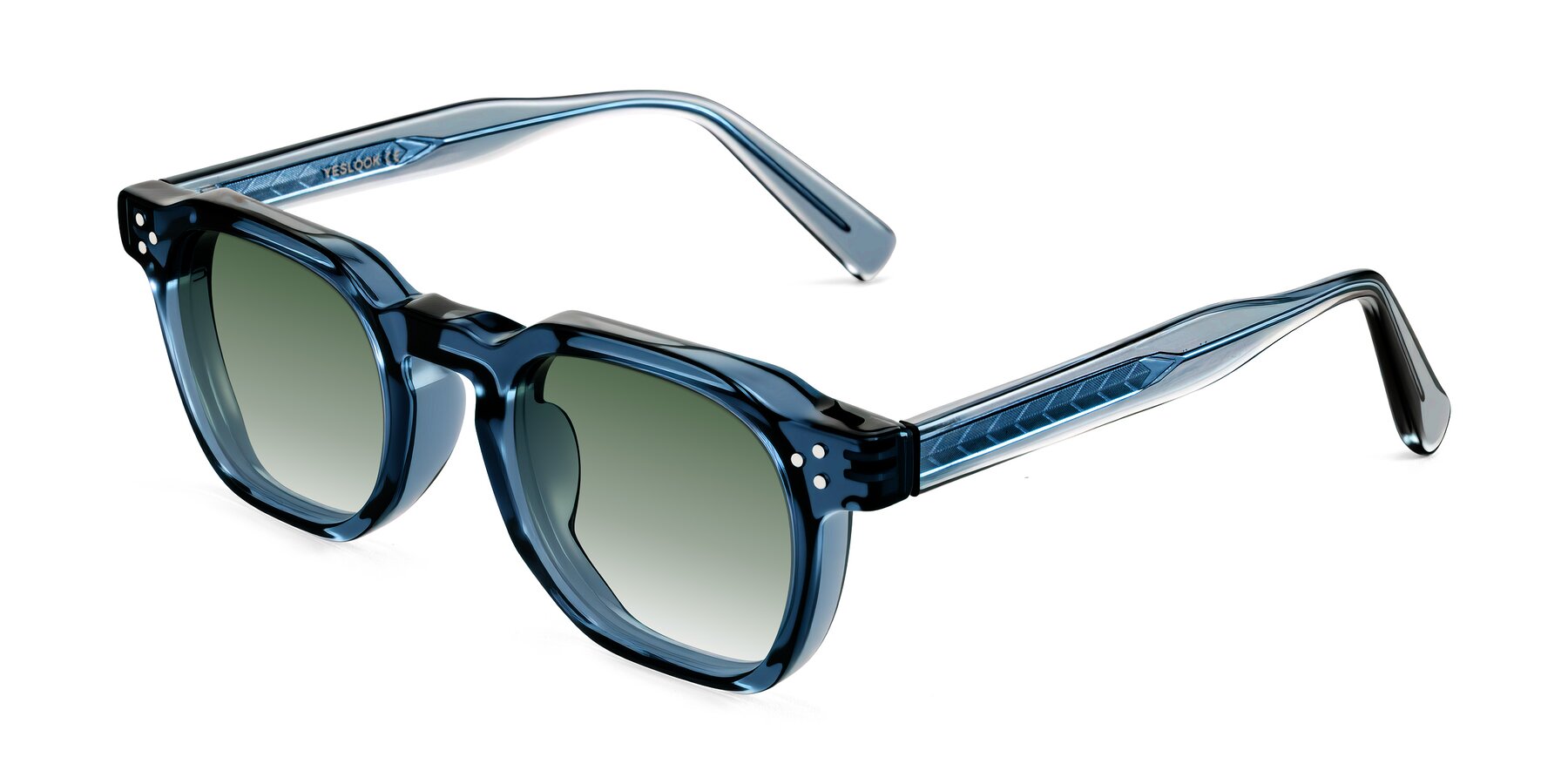 Angle of Muzik in Light Gray to Charcoal Shift with Green Gradient Lenses
