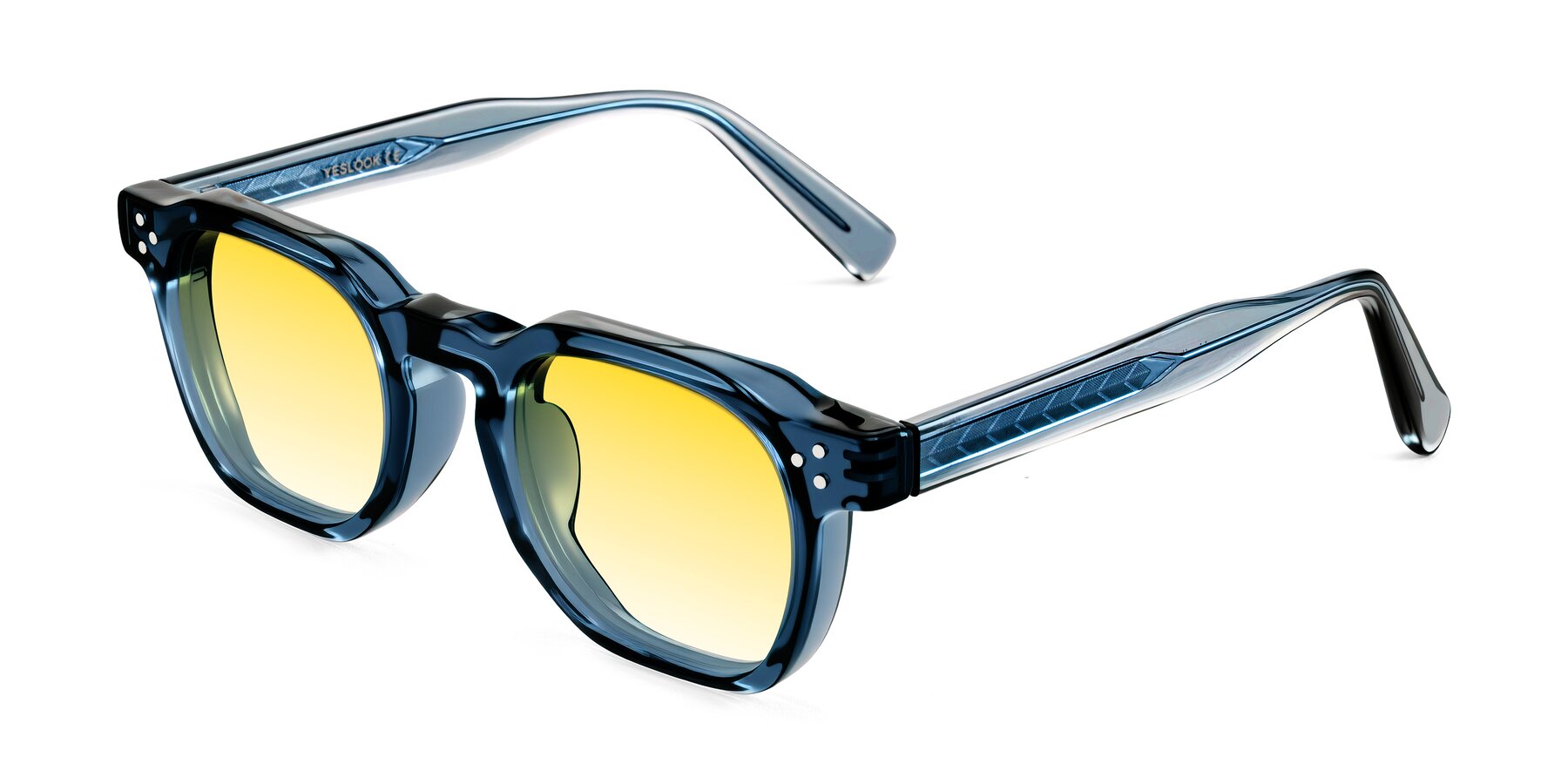 Angle of Muzik in Light Gray to Charcoal Shift with Yellow Gradient Lenses