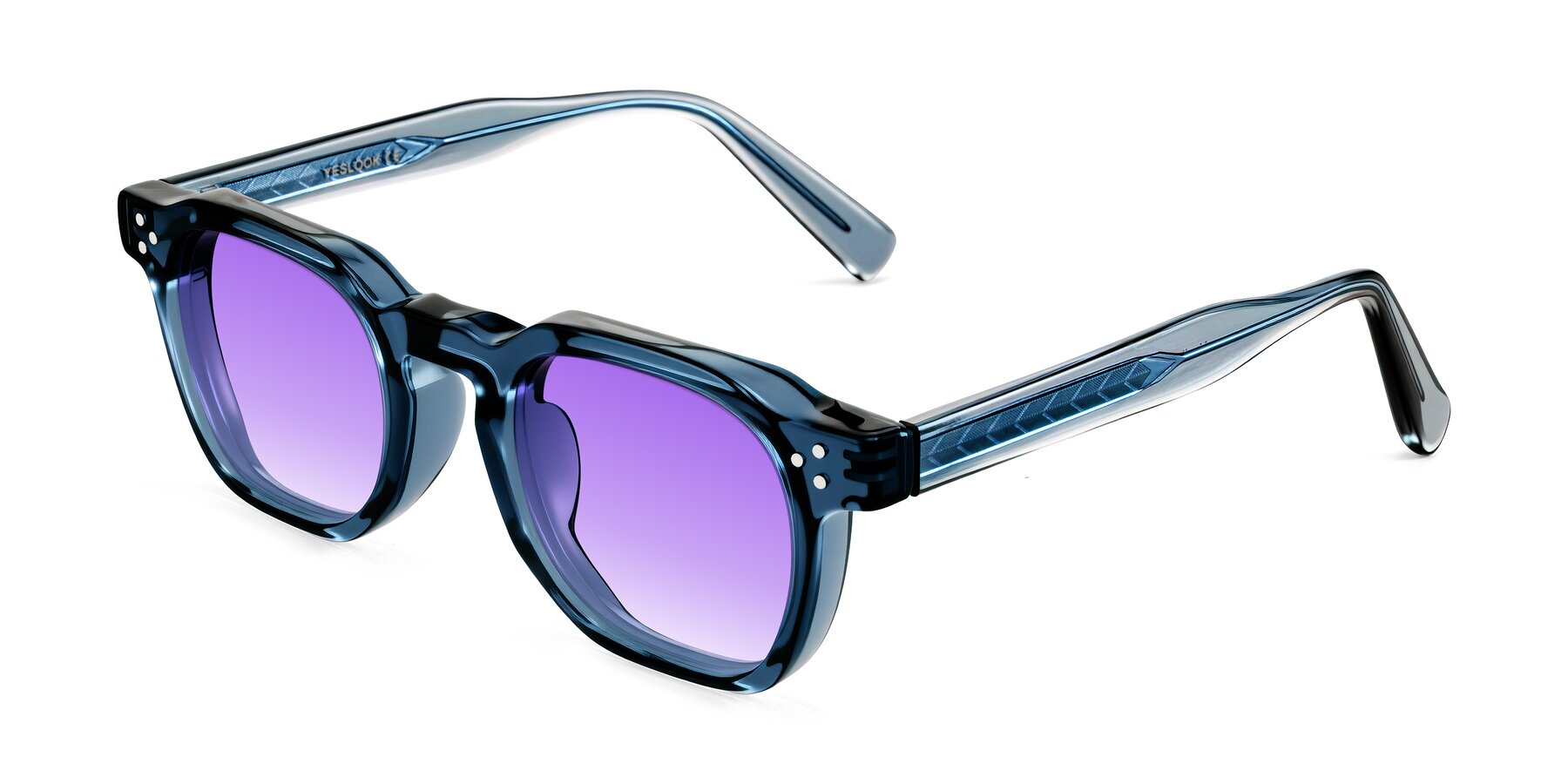 Angle of Muzik in Light Gray to Charcoal Shift with Purple Gradient Lenses