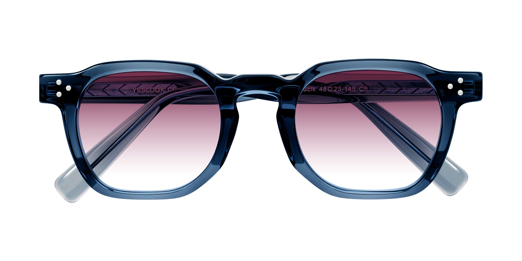 Folded Front of Muzik in Light Gray to Charcoal Shift with Wine Gradient Lenses