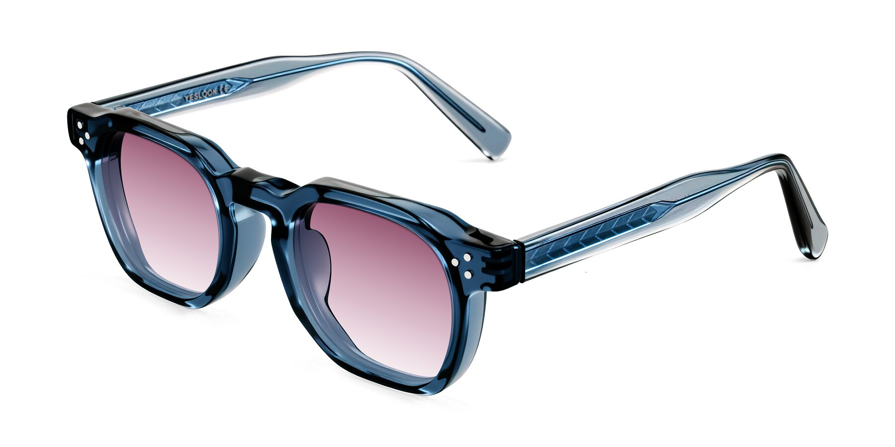 Angle of Muzik in Light Gray to Charcoal Shift with Wine Gradient Lenses