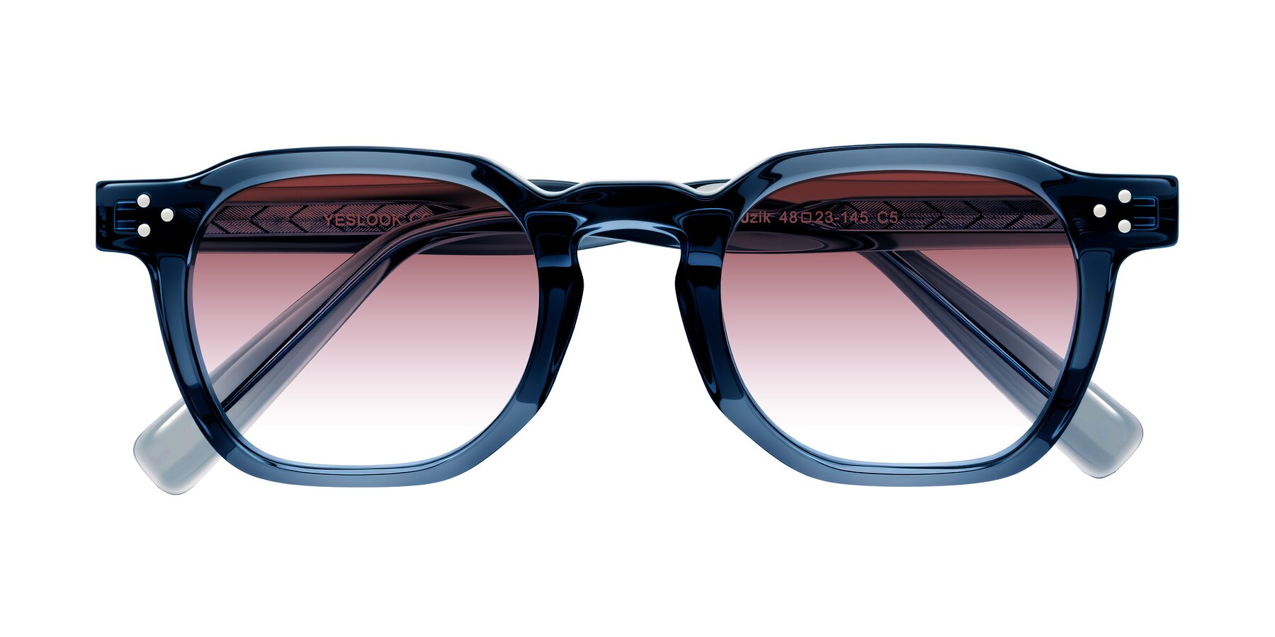 Folded Front of Muzik in Light Gray to Charcoal Shift with Garnet Gradient Lenses