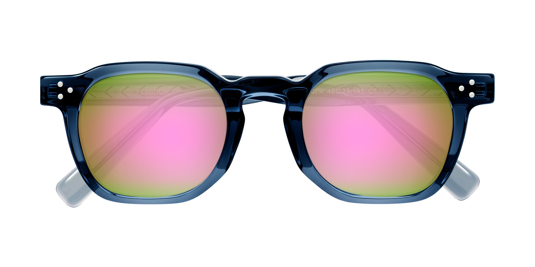 Folded Front of Muzik in Light Gray to Charcoal Shift with Pink Mirrored Lenses