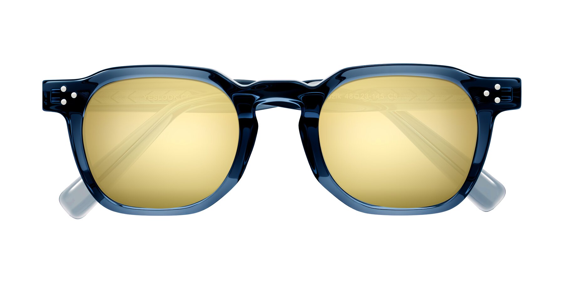 Folded Front of Muzik in Light Gray to Charcoal Shift with Gold Mirrored Lenses