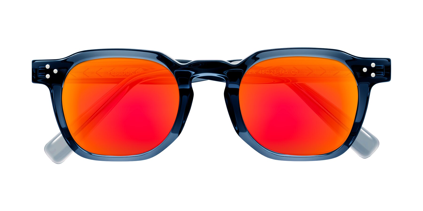 Folded Front of Muzik in Light Gray to Charcoal Shift with Red Gold Mirrored Lenses