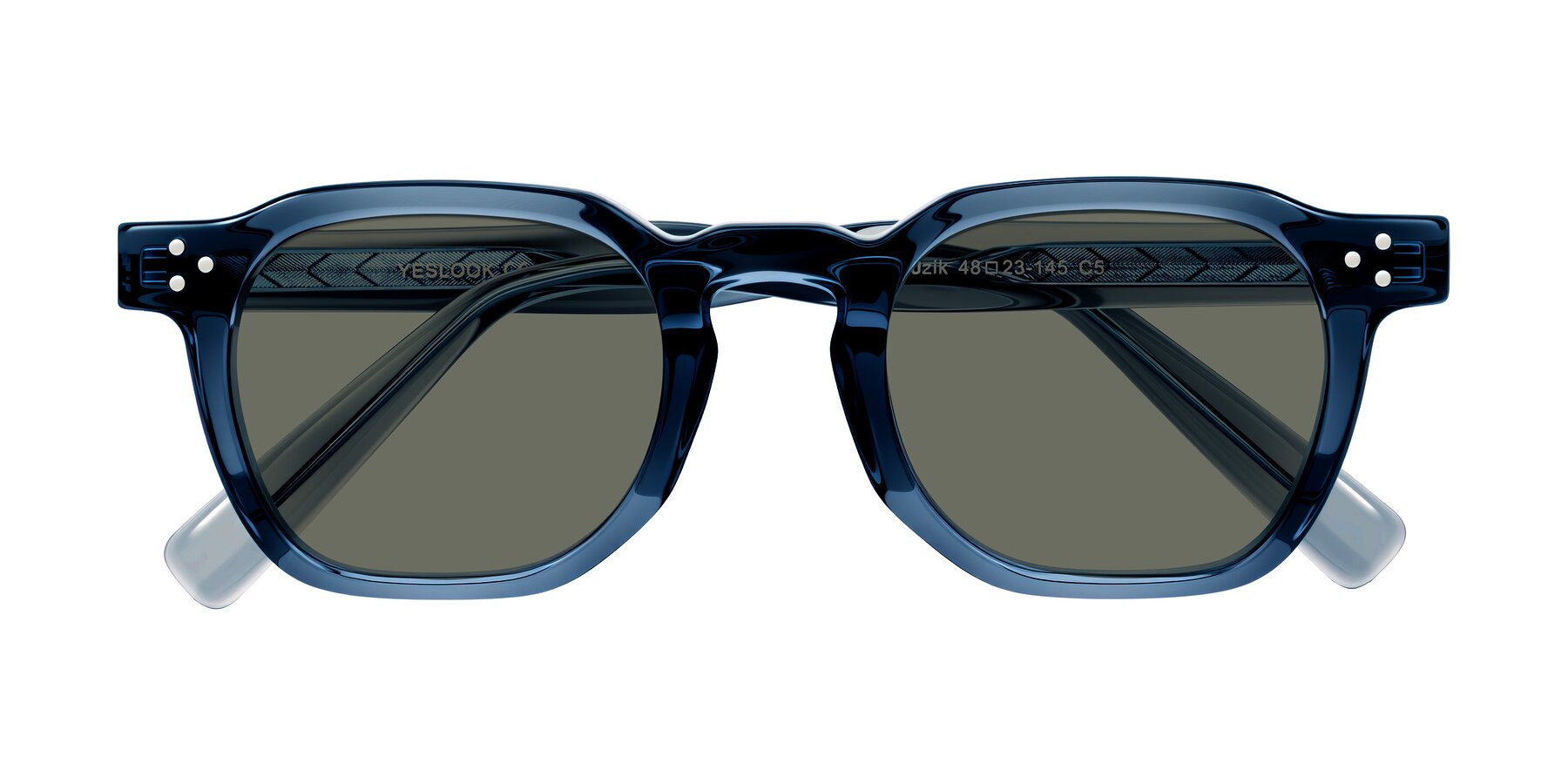 Folded Front of Muzik in Light Gray to Charcoal Shift with Gray Polarized Lenses