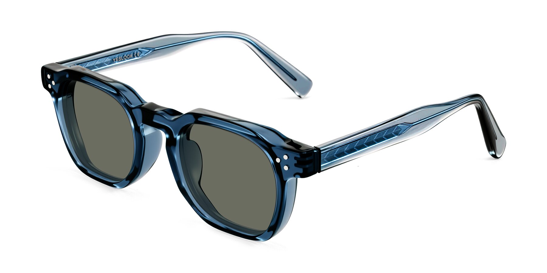 Angle of Muzik in Light Gray to Charcoal Shift with Gray Polarized Lenses