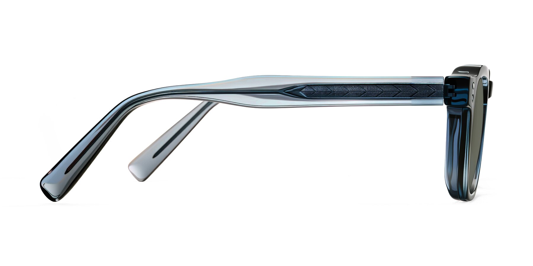 Side of Muzik in Light Gray to Charcoal Shift with Gray Polarized Lenses
