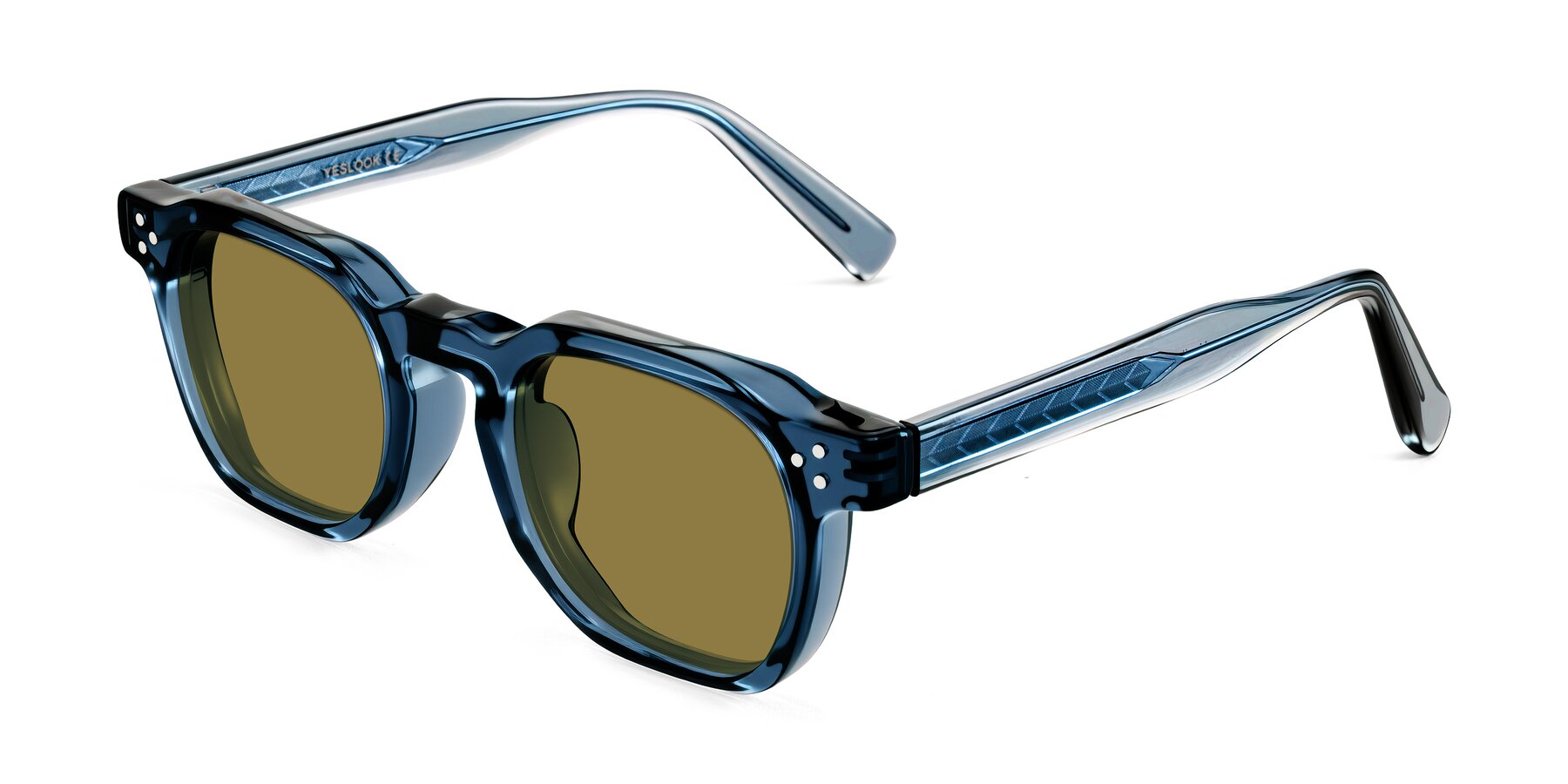 Angle of Muzik in Light Gray to Charcoal Shift with Brown Polarized Lenses
