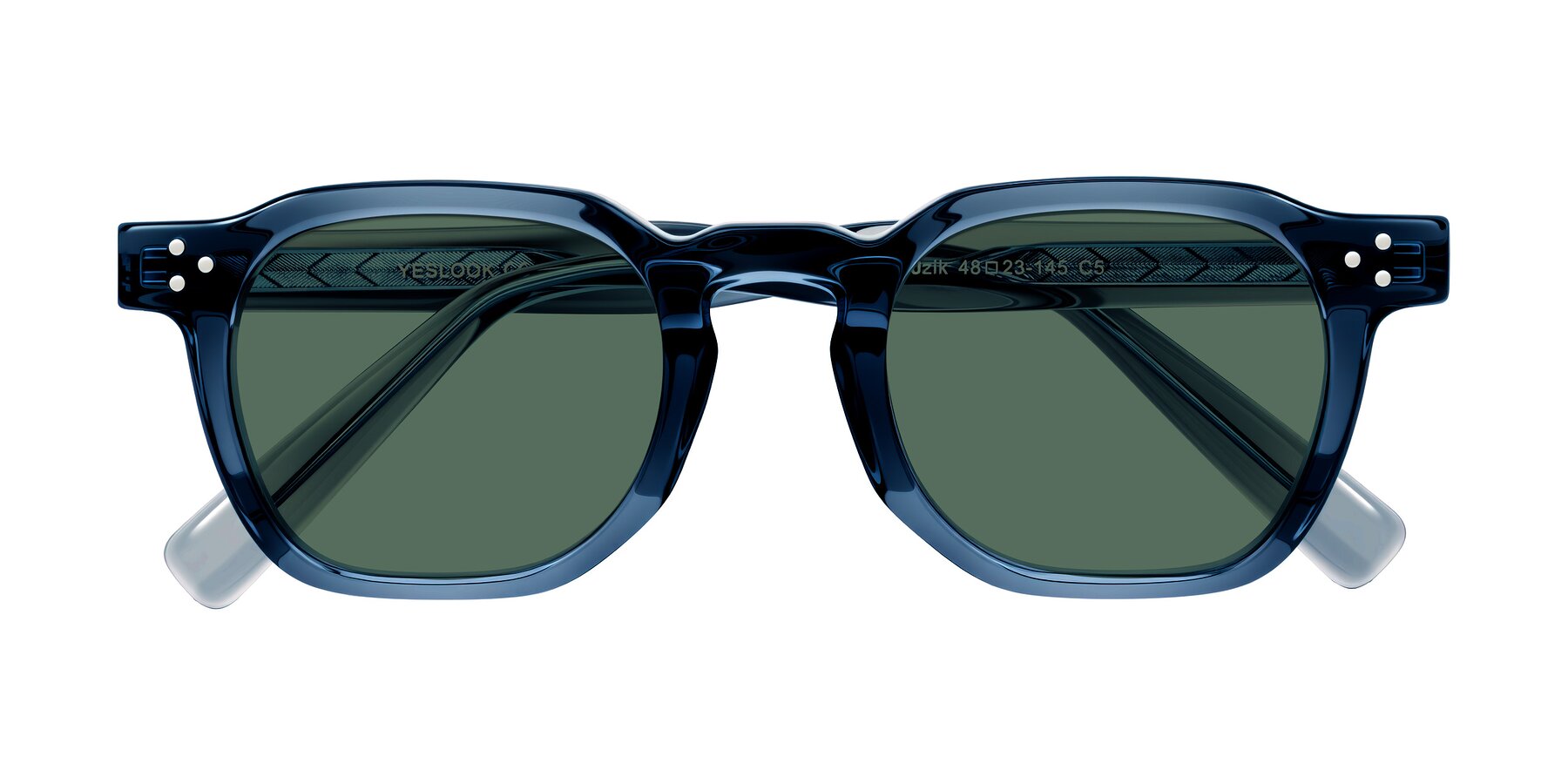 Folded Front of Muzik in Light Gray to Charcoal Shift with Green Polarized Lenses