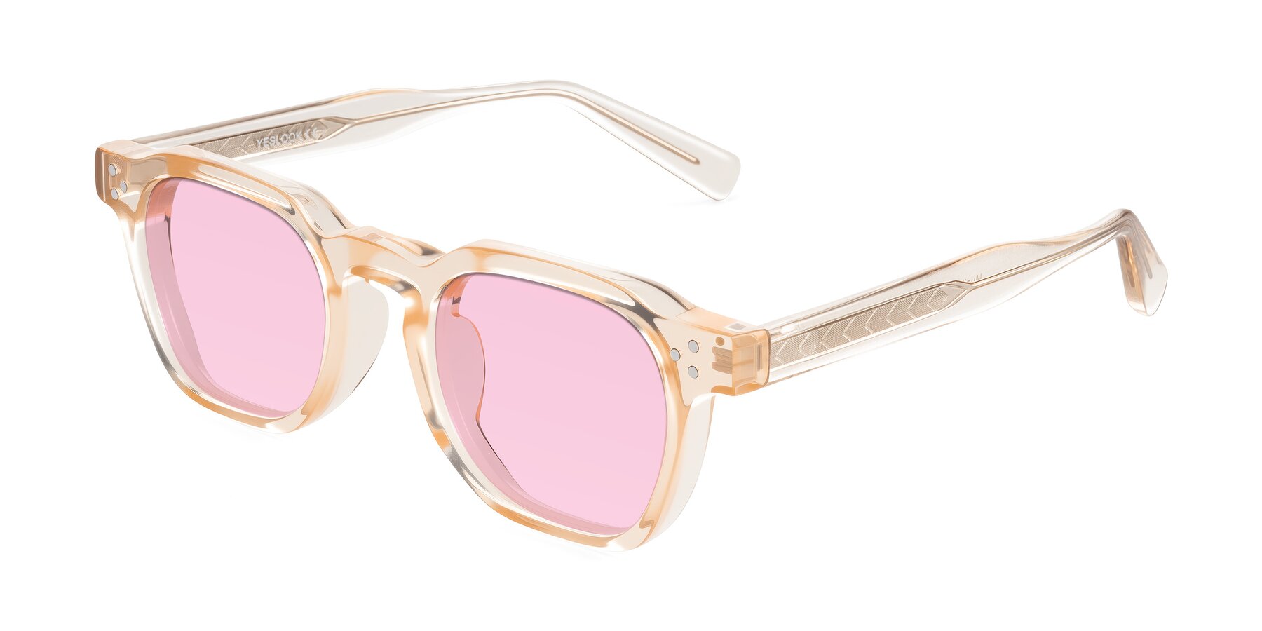 Angle of Muzik in Coral to Vermilion Shift with Light Pink Tinted Lenses