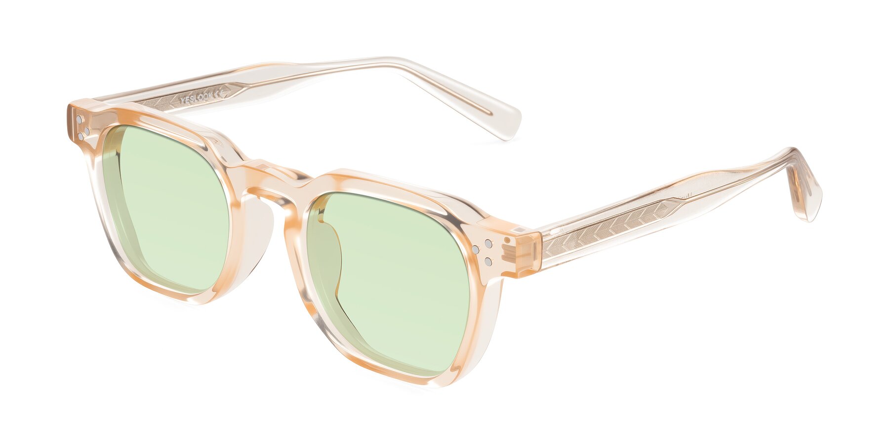 Angle of Muzik in Coral to Vermilion Shift with Light Green Tinted Lenses