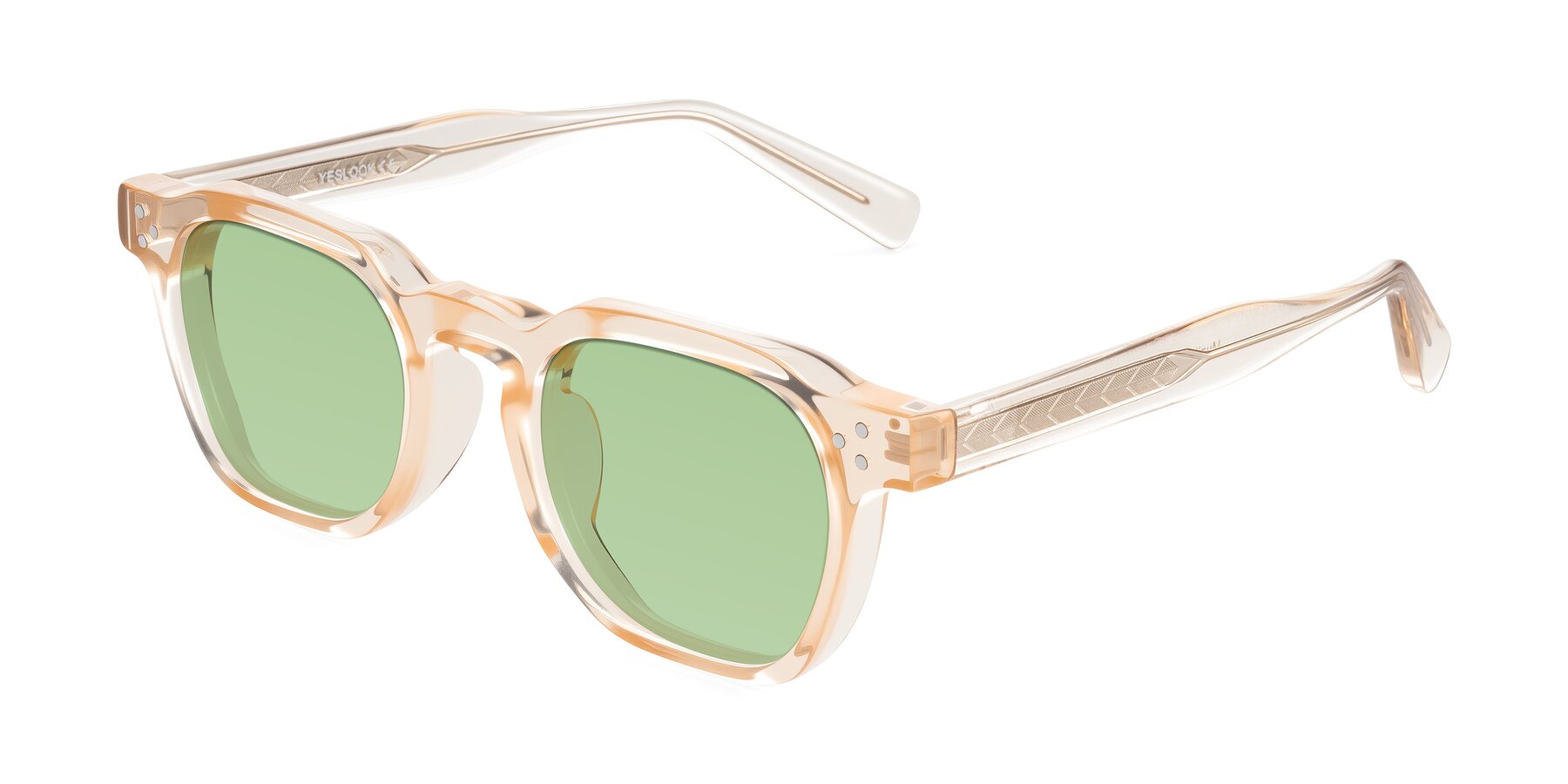 Angle of Muzik in Coral to Vermilion Shift with Medium Green Tinted Lenses