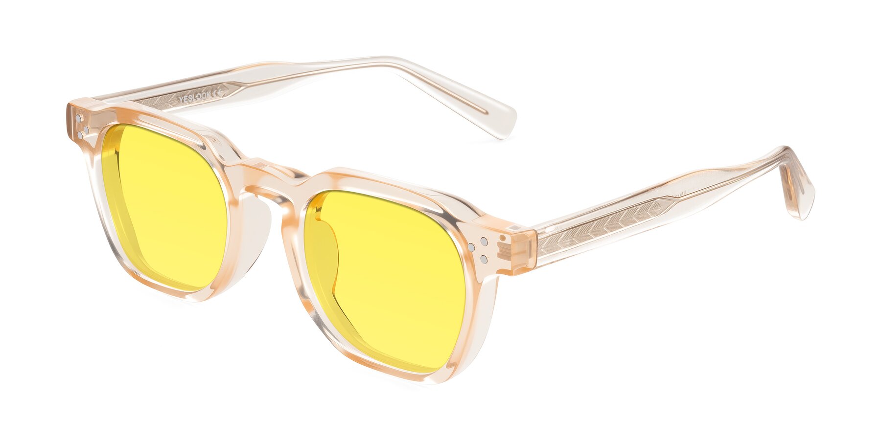 Angle of Muzik in Coral to Vermilion Shift with Medium Yellow Tinted Lenses