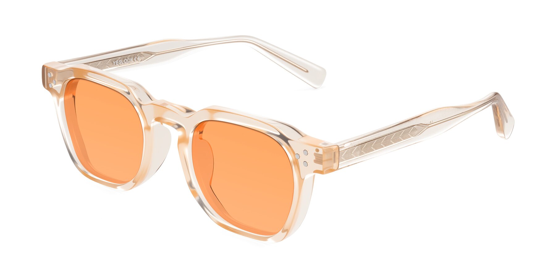 Angle of Muzik in Coral to Vermilion Shift with Medium Orange Tinted Lenses